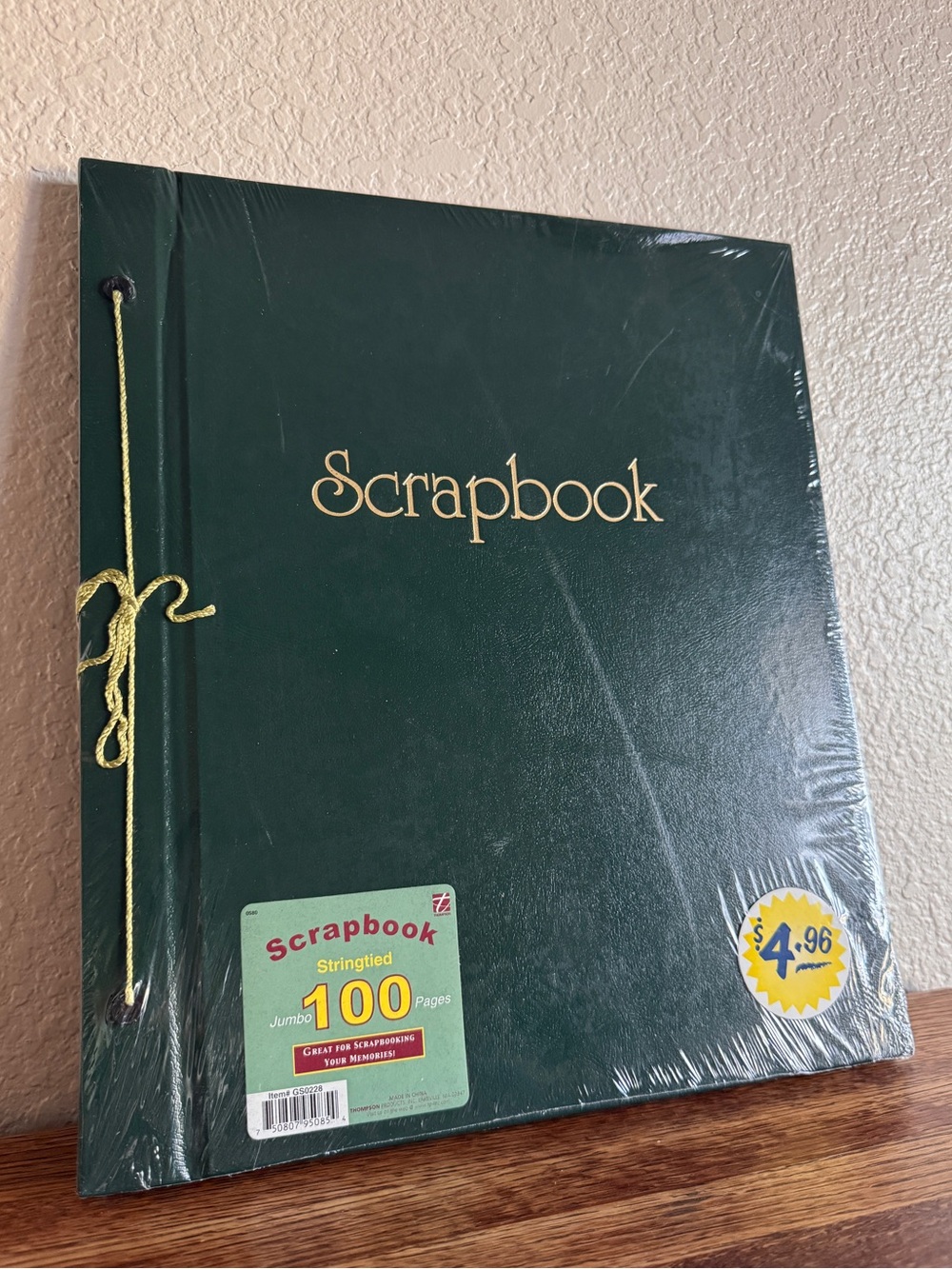 Vintage Thompson String Tied Scrapbook Photo Wedding Album Green Gold Sealed